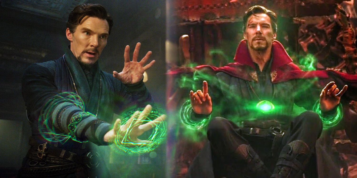 Doctor Strange using the Mind Stone