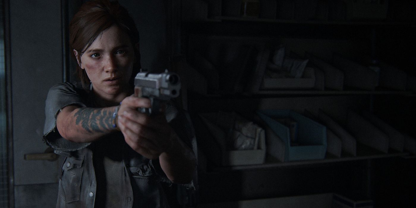 Ellie Last Of Us Part II holding a gun at Nora