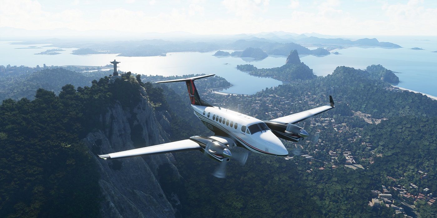 A plane takes flight in Microsoft Flight Simulator