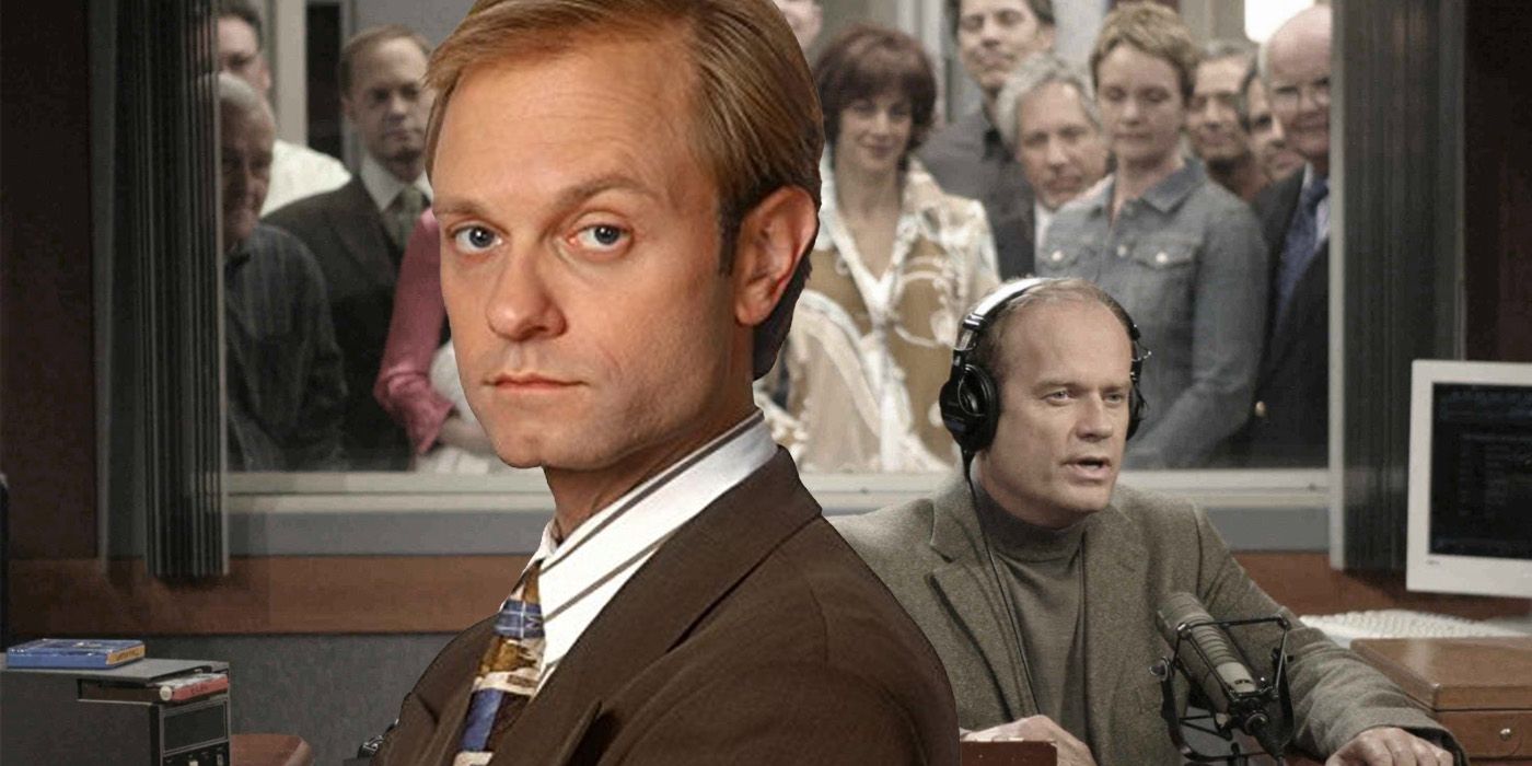 Niles positioned in front of Frasier
