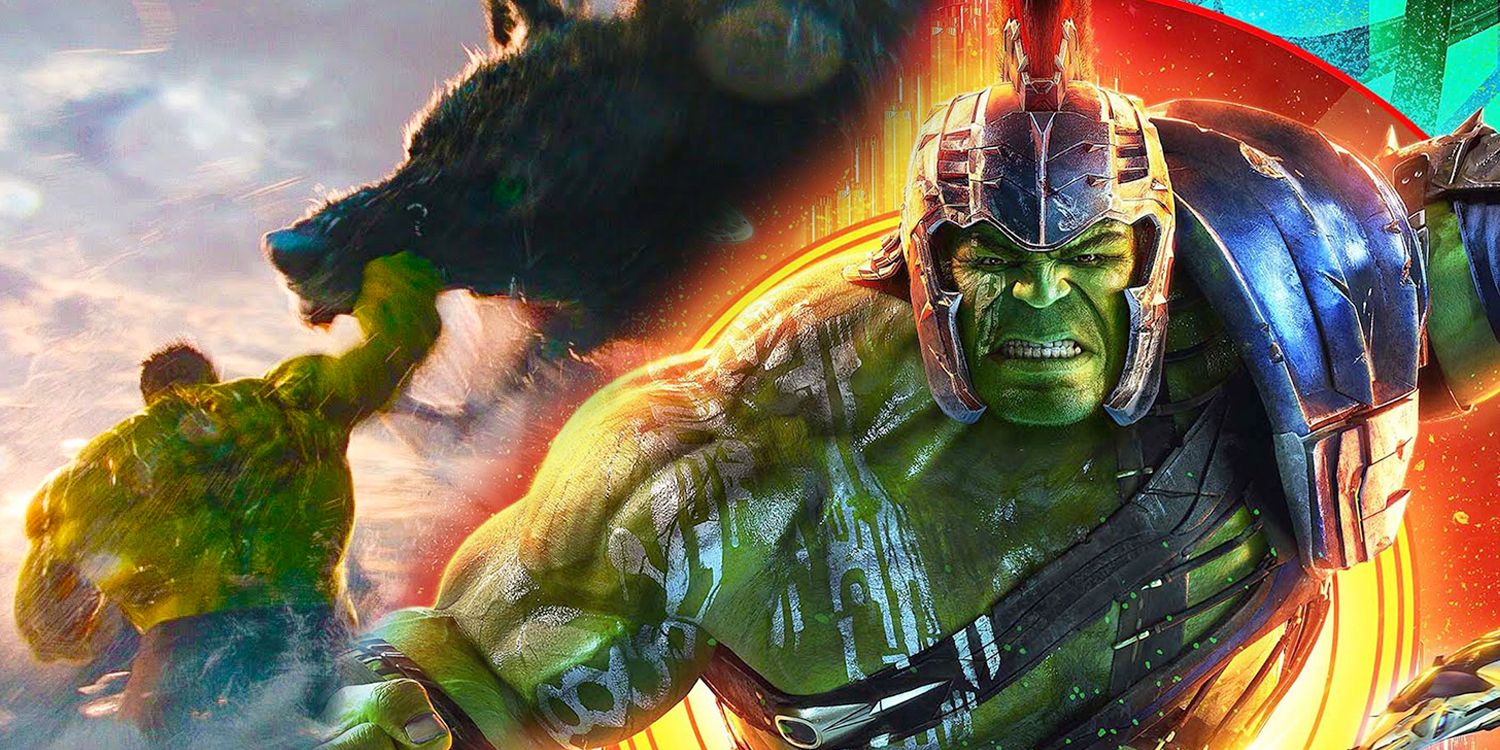 An image of a Gladiator Hulk fighting Fenris in Thor: Ragnarok