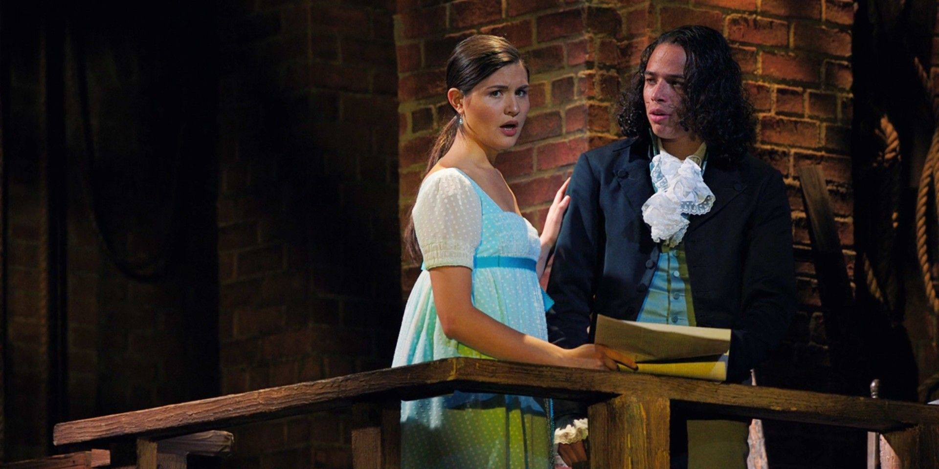 Eliza and Philip Hamilton on a balcony in Hamilton
