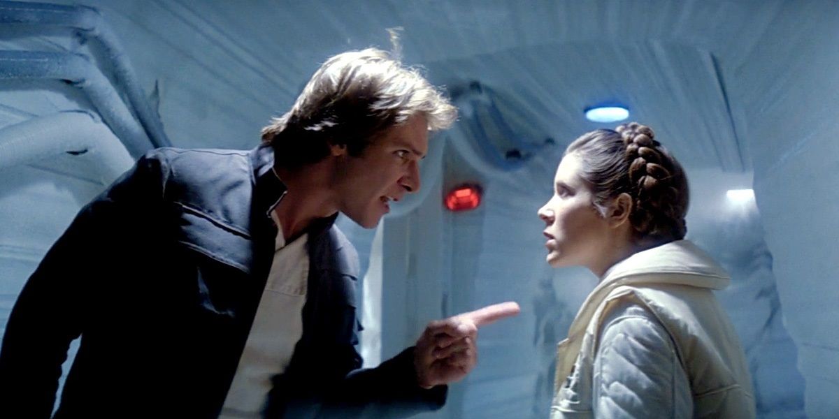 Han and Leia arguing on Hoth because Han is leaving in The Empire Strikes Back