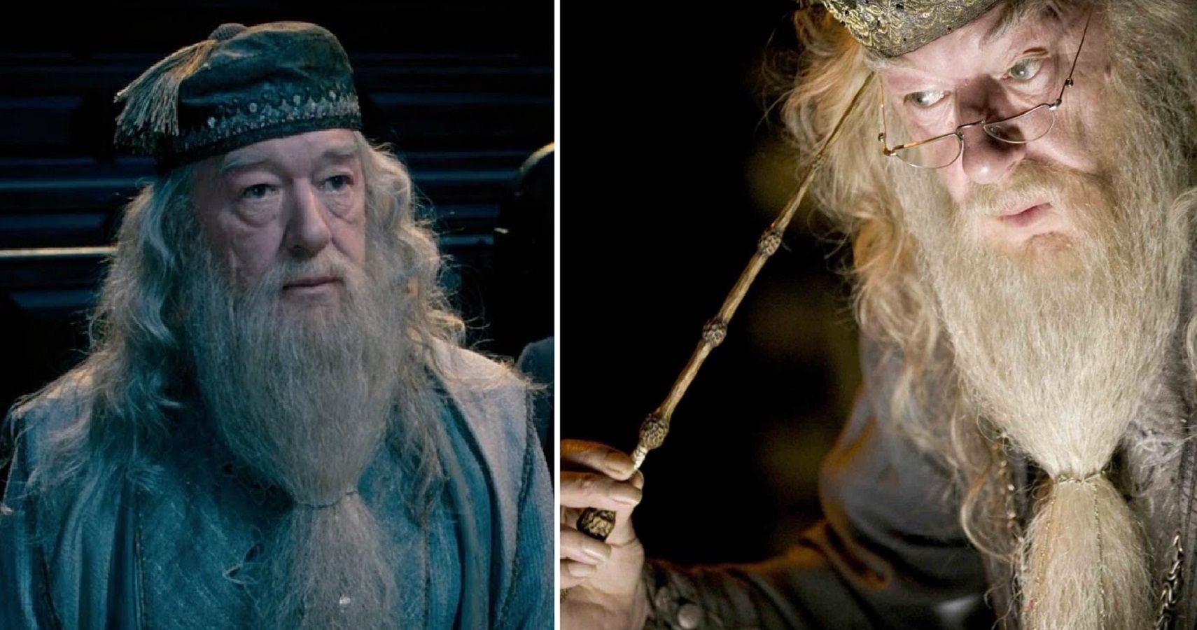 Split image, both of Dumbledore 