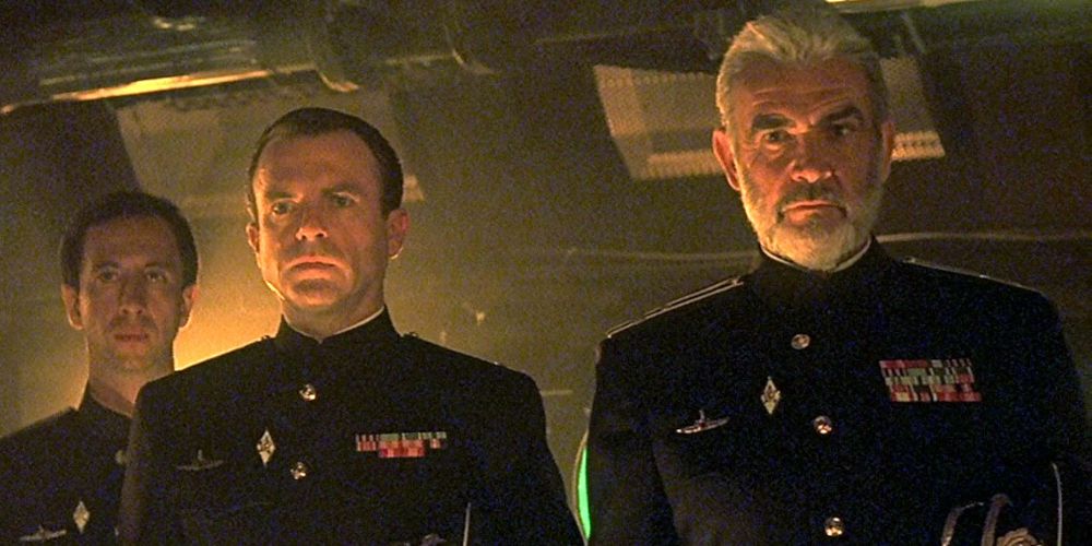 Sean Connery and Sam Neill greeting the Americans on their ship