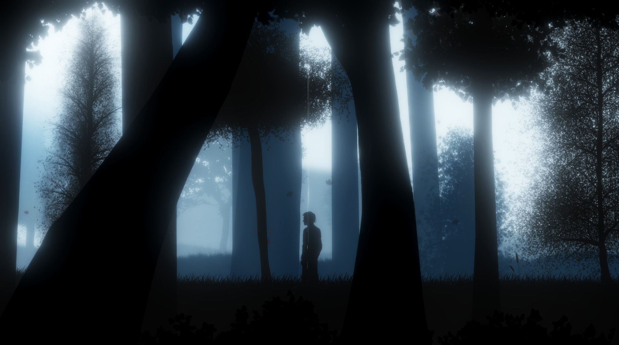 John walks through a dark forest in Into A Dream