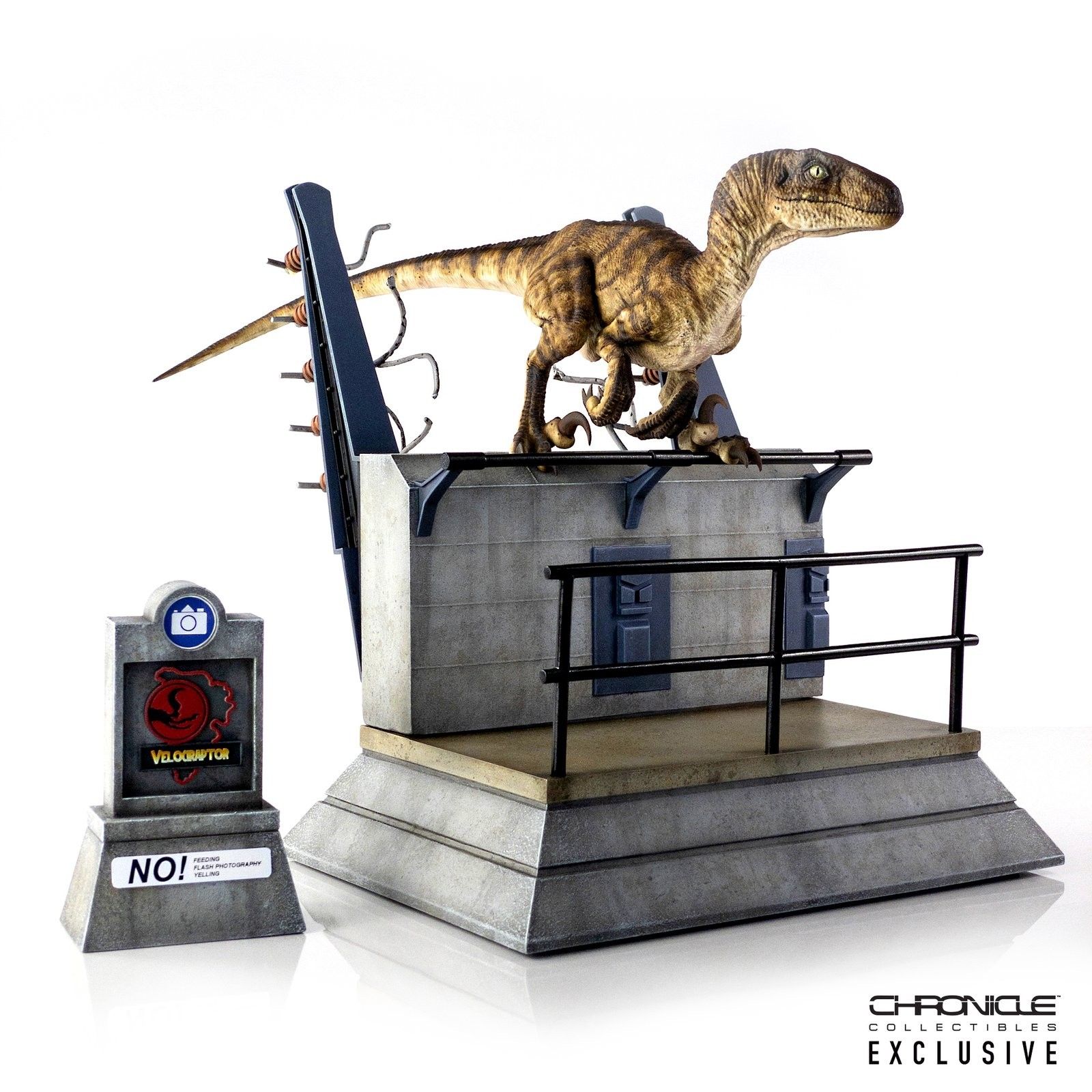 Jurassic Park raptor breakout statue