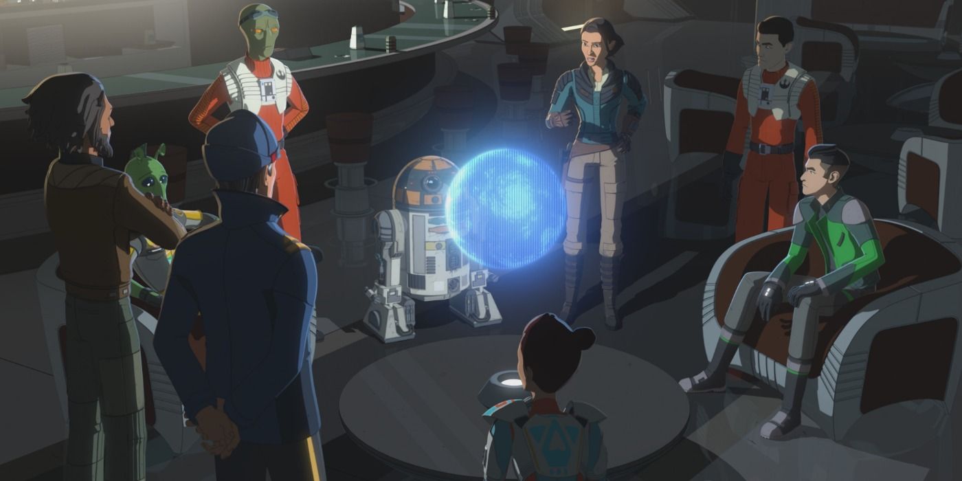 Kaz and the rest of the fighters are briefed on their mission to Dantooine in Star Wars Resistance