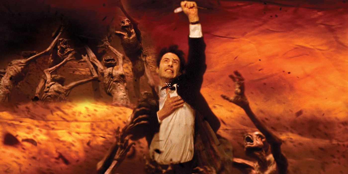 Keanu Reeves reaching out of hell in the Constantine Movie.