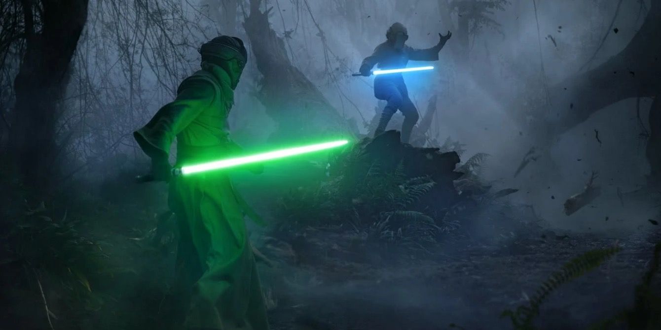 Leia Luke Jedi Lightsabers