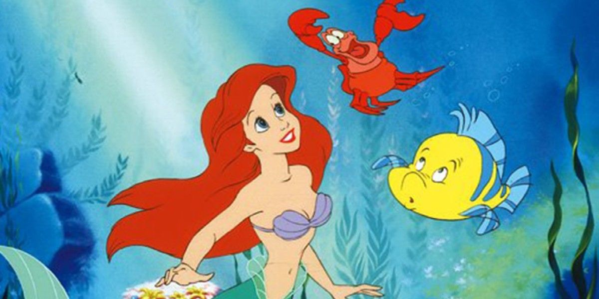 Ariel, Sebastian, and Flounder under the sea in The Little Mermaid