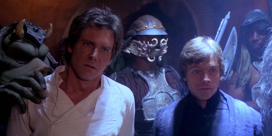 Han Solo and Luke Skywalker are captured in Jabba's palace in Star Wars Return of the Jedi.