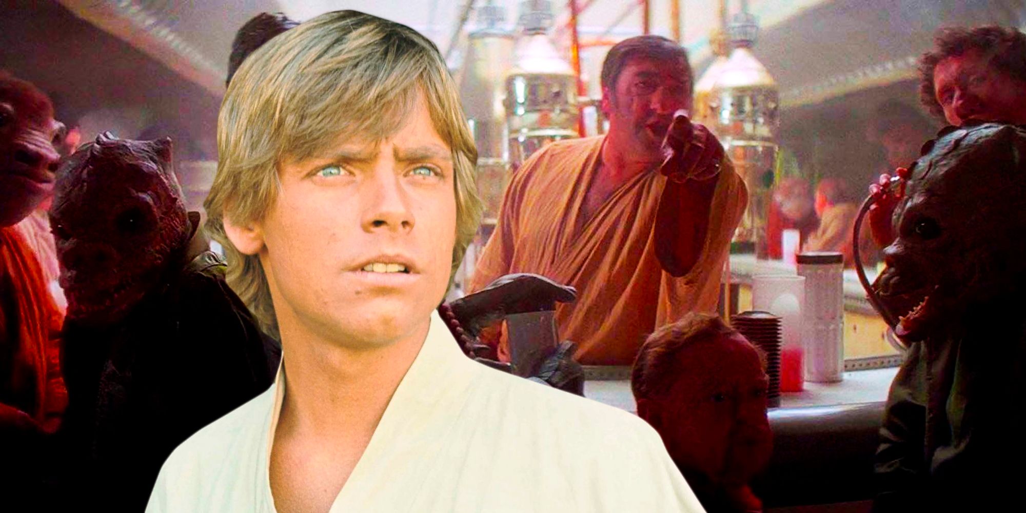 Mark Hamill as Luke Skywalker and the Tatootine Cantina Scene in A New Hope