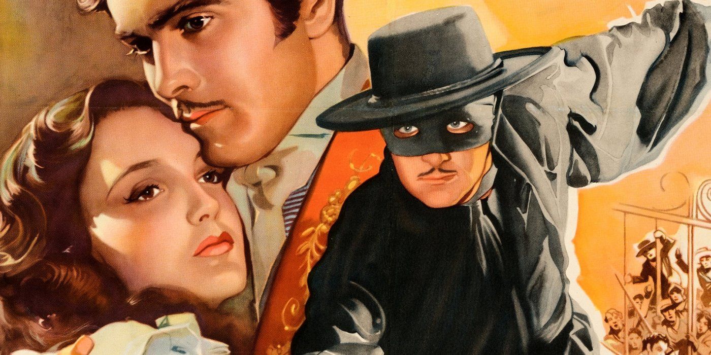 A 1940's movie poster features the early Superhero Zorro.
