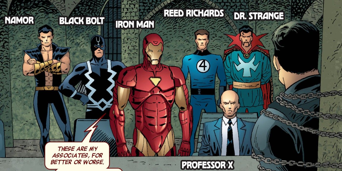 The Illuminati assembles in Marvel comics.