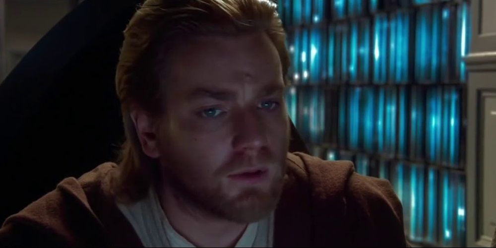 Obi-Wan checking the Jedi Archives