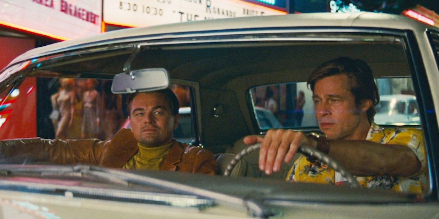 Rick and Cliff in a car in Once Upon a Time in Hollywood.