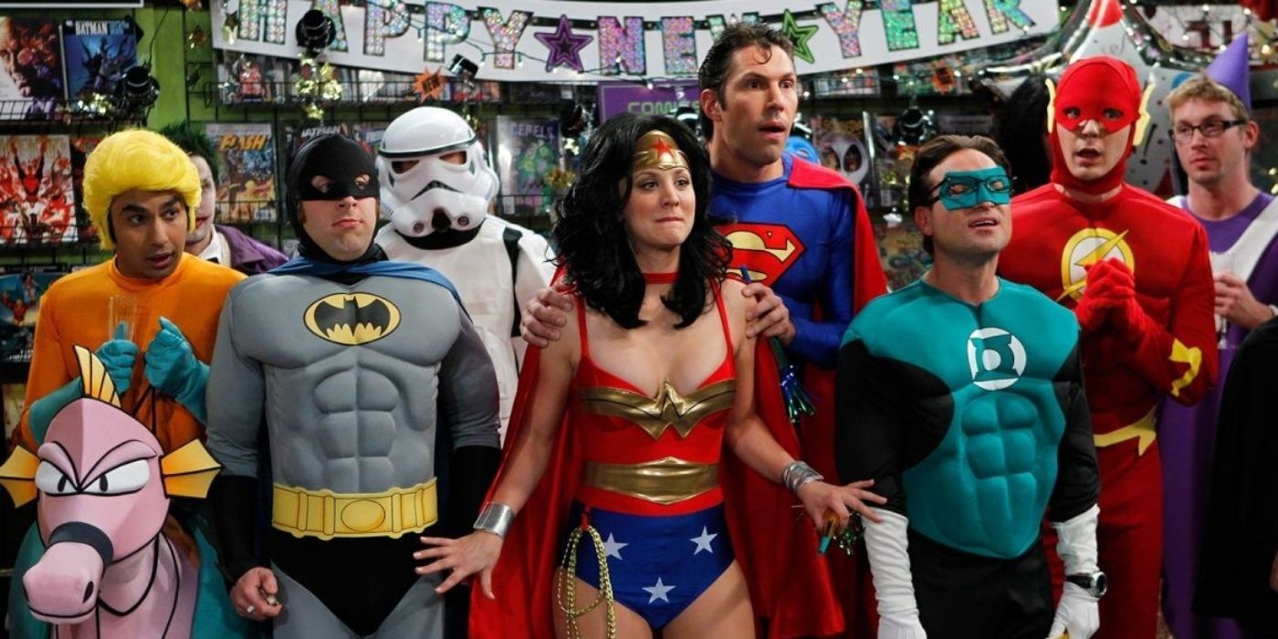 Penny and the group dressed as the Justice League in TBBT