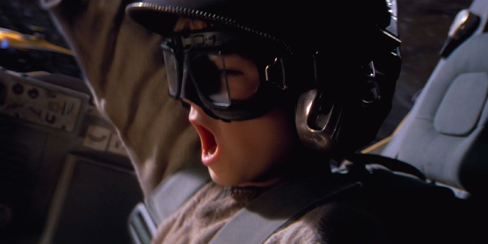 Anakin flying a starfighter in The Phantom Menace