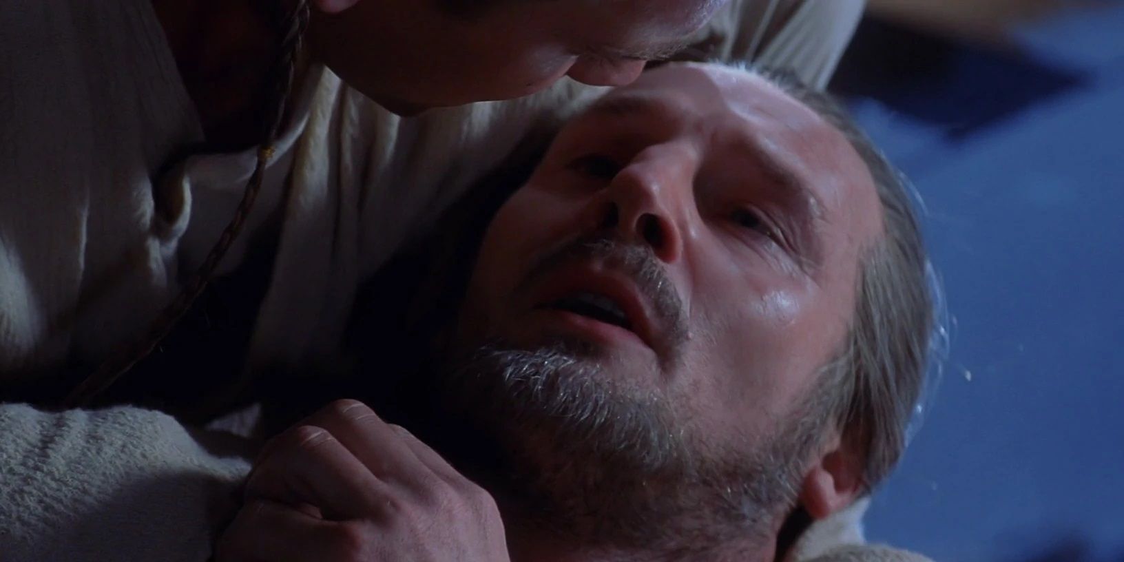 Qui-Gon's death in Obi-Wan's arms in The Phantom Menace