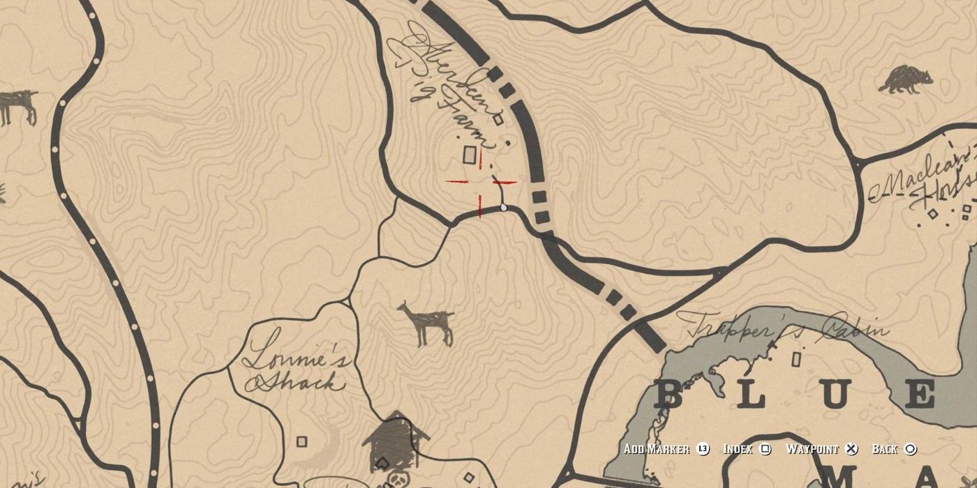 Map location of Aberdeen Pig Farm in Red Dead Redemption 2