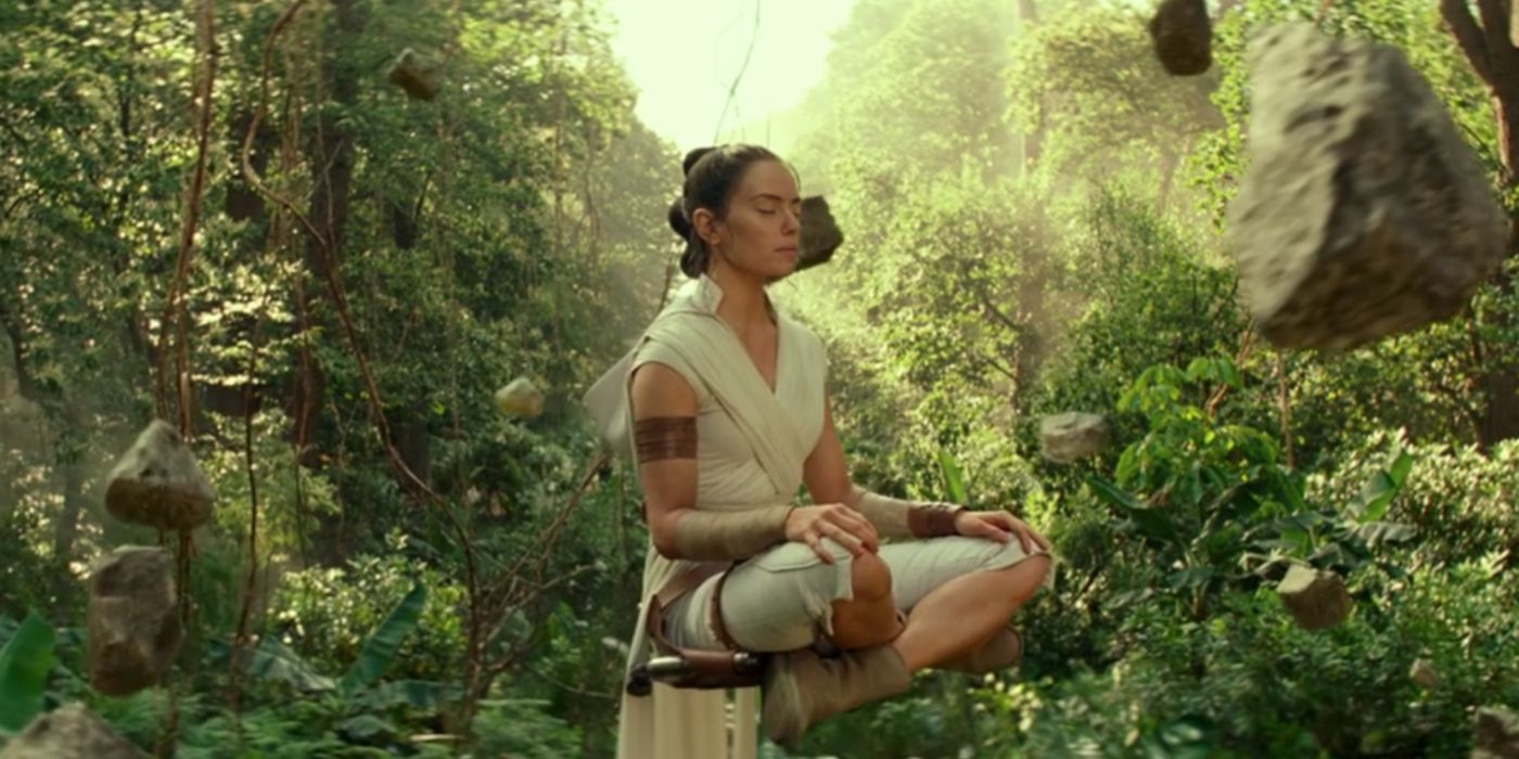 Rey Meditates With Rocks