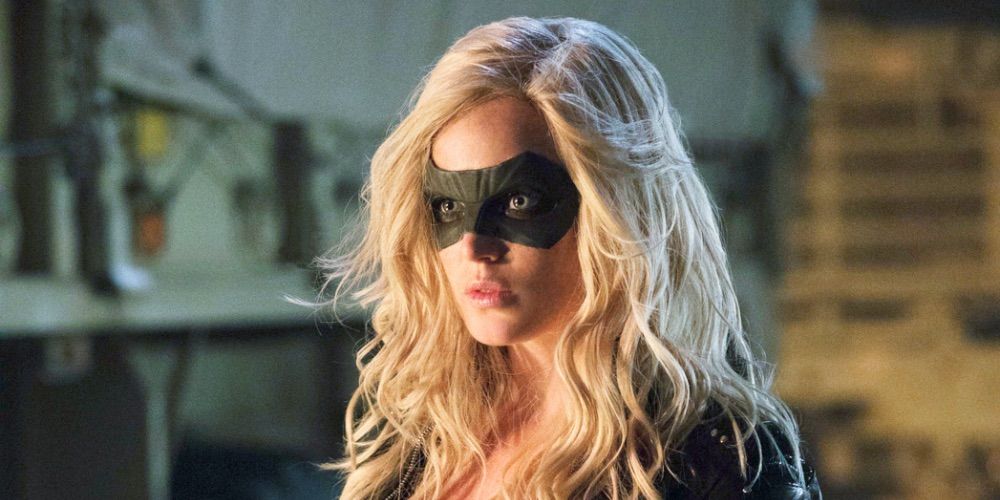 Sara Lance wearing her Black Canary costume in Arrow
