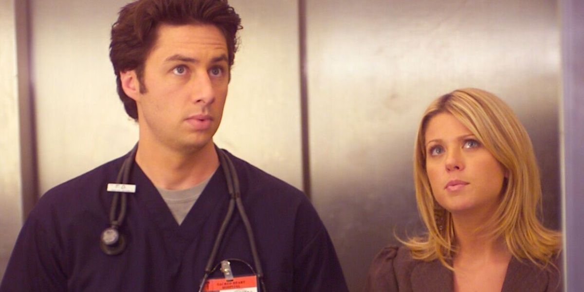 Danni and J.D. suck in an elevator together in Scrubs