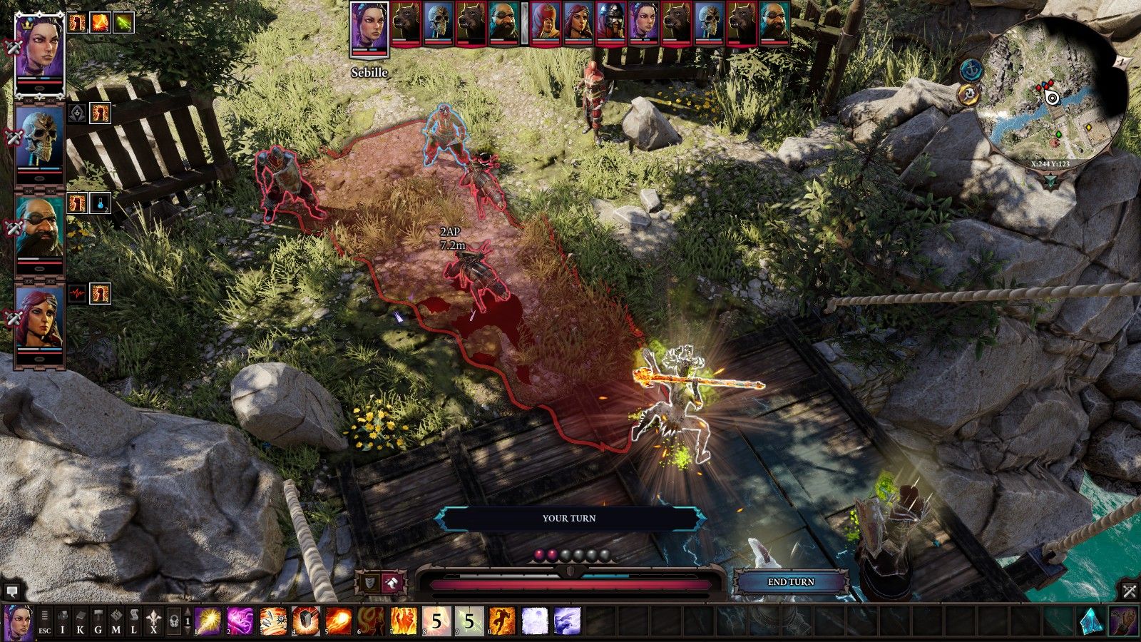 Sebille uses Battle Stomp with a staff in Divinity Original Sin 2