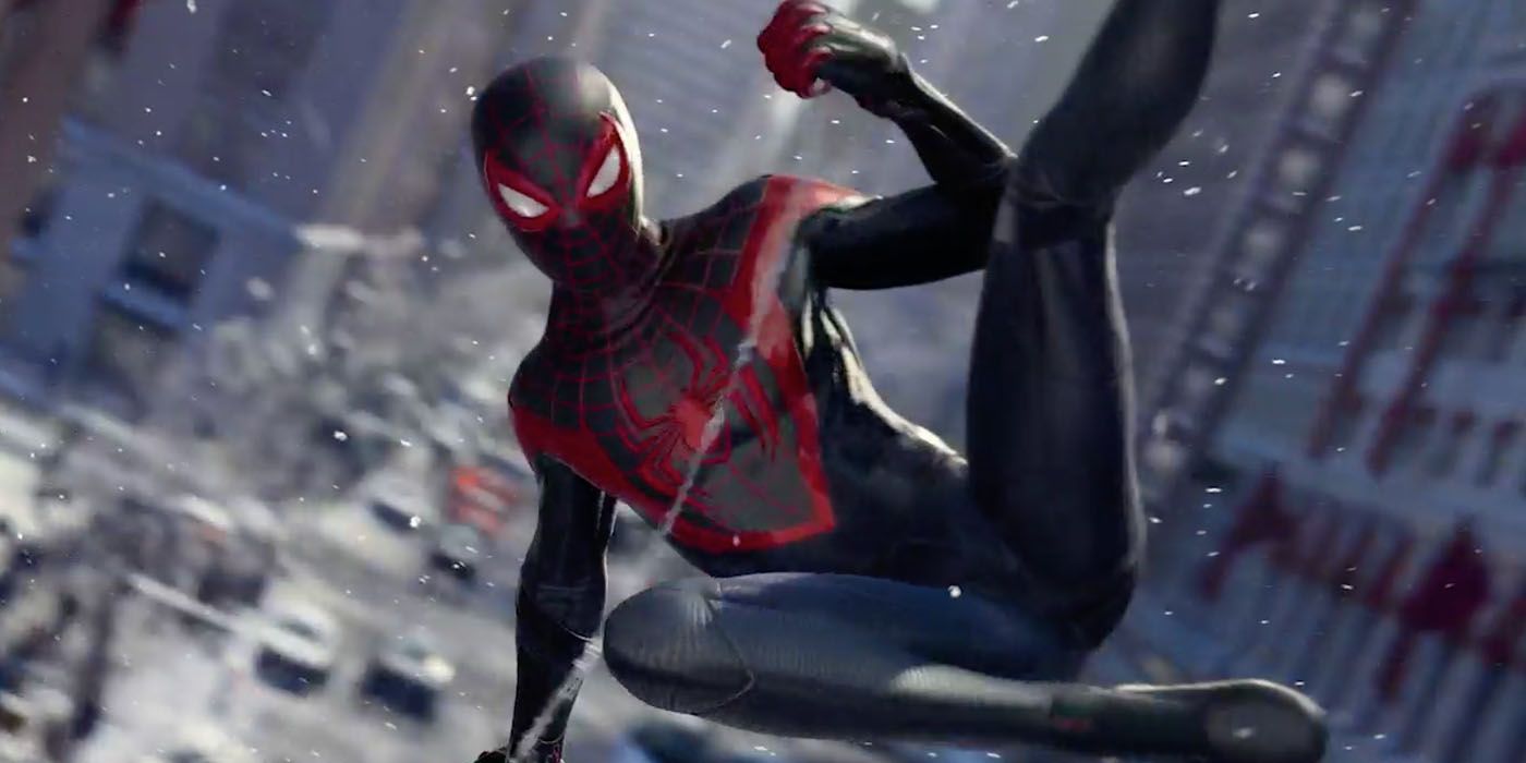 Spider-Man Miles Morales Web Swinging Snowing