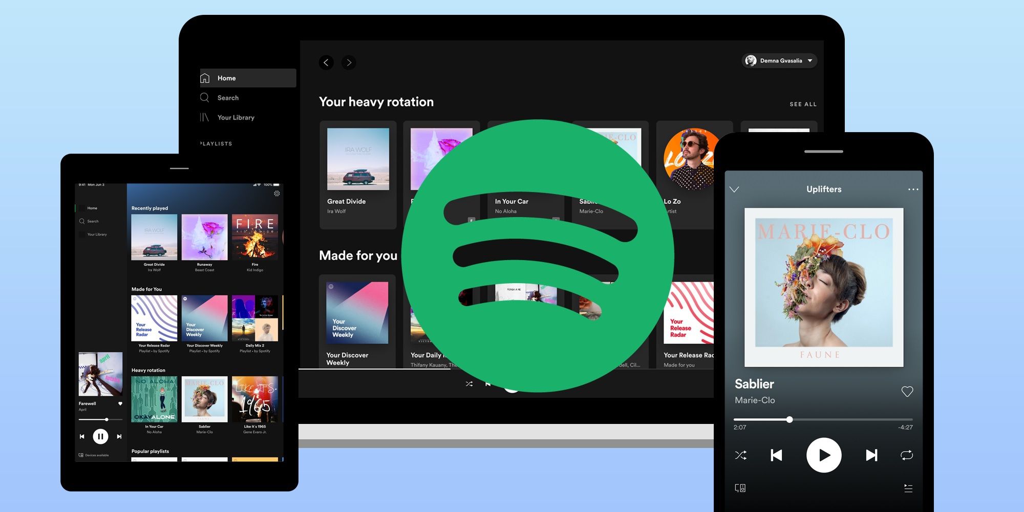 Spotify phone and tablet