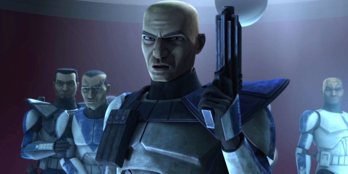 Capitão Rex sentenciando Pong KRell à morte em Star Wars The Clone Wars