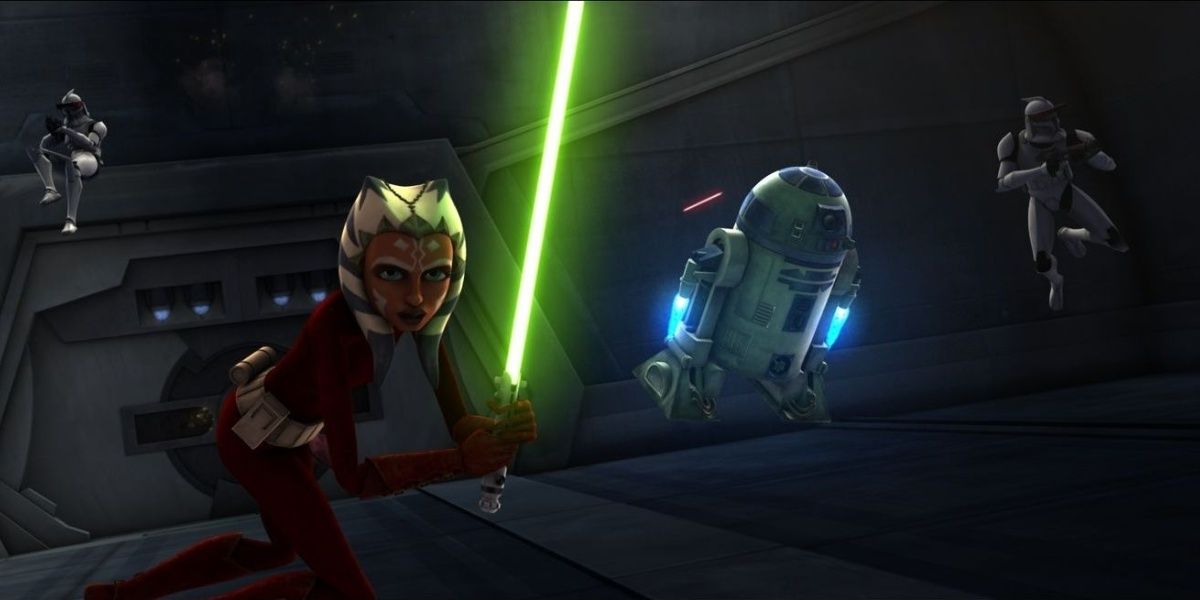 Ahsoka and Artoo fend off Separatists and Grievous in The Clone Wars