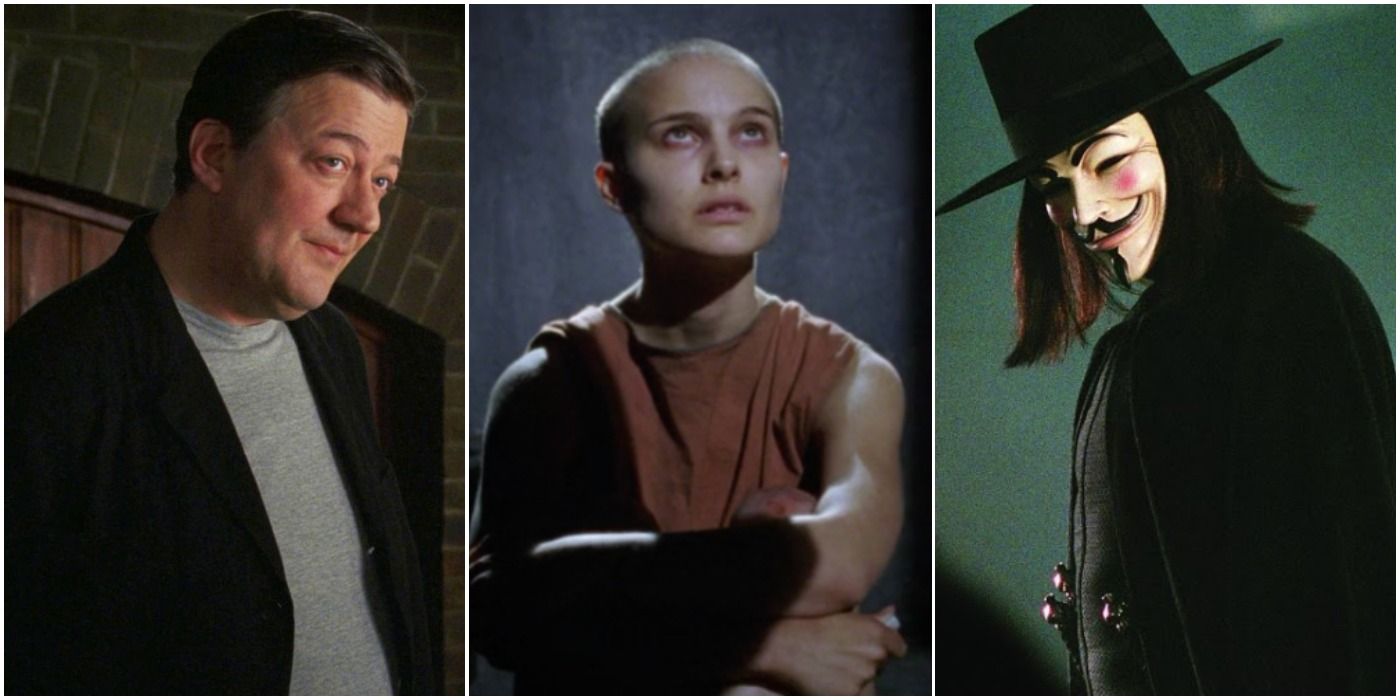 Stepehen Fry, Natalie Portman and V in V for Vendetta