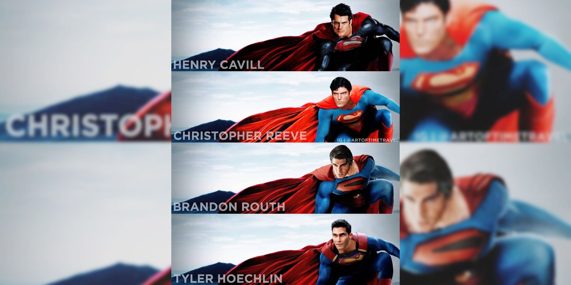 Superman Actors in Man of Steel Pose Art by artoftimetravel