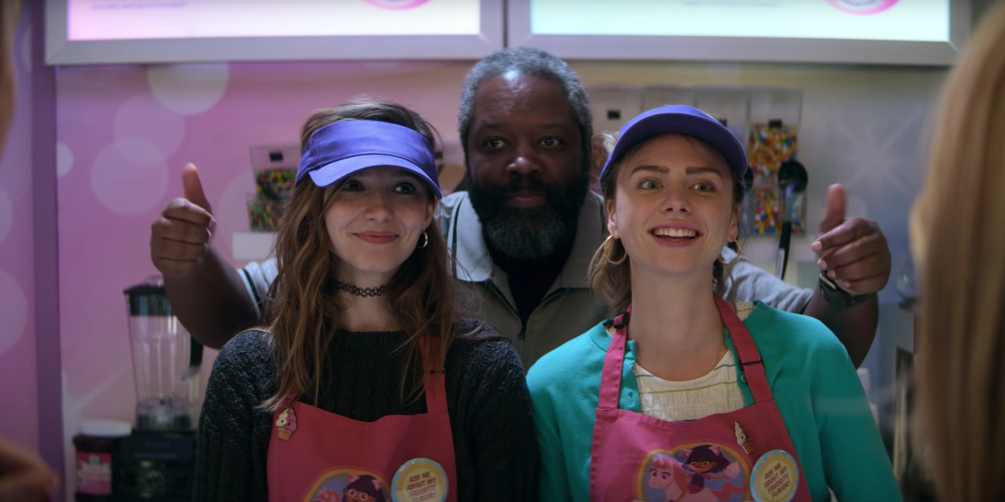 The twins work in a yogurt shop in Teenage Bounty Hunters