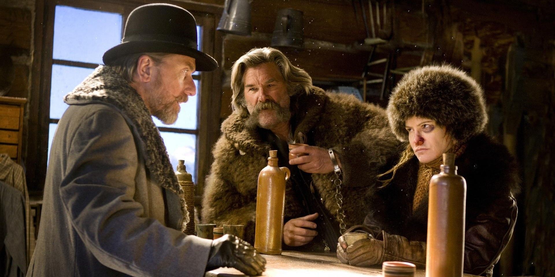 Mobray speaking with Daisy in The Hateful Eight