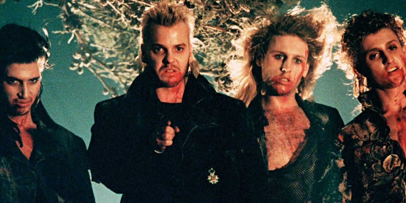 The Lost Boys vampire gang covered in blood after a feast