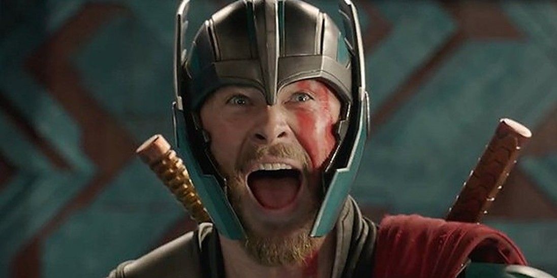 Thor yells excitedly in the arena in Ragnarok