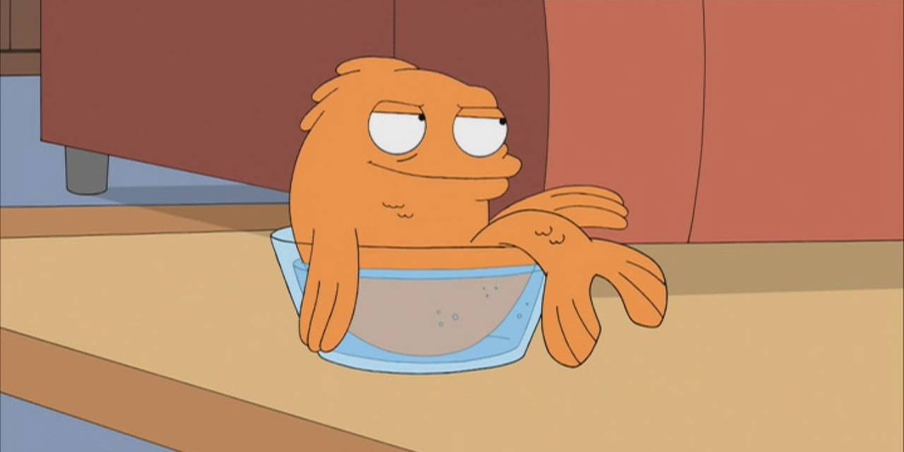 Klaus sitting in his bowl in American Dad