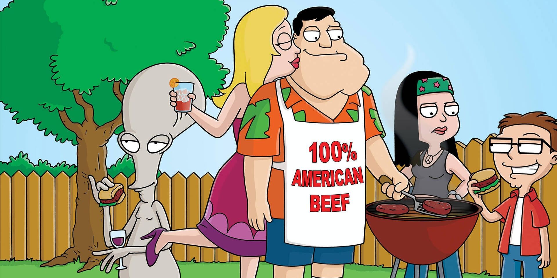 The Smith family together having a BBQ in American Dad