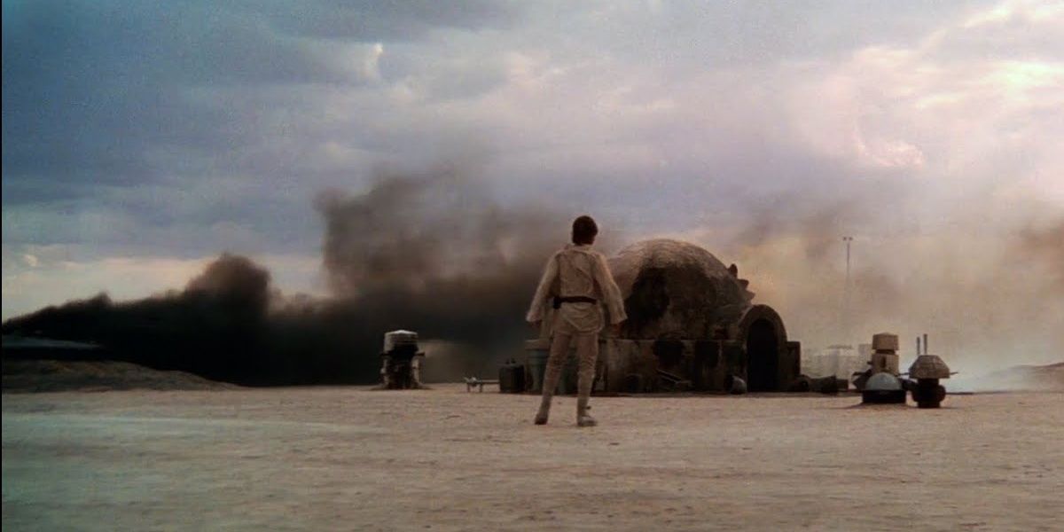 Luke finds his home burned in Star Wars: A New Hope