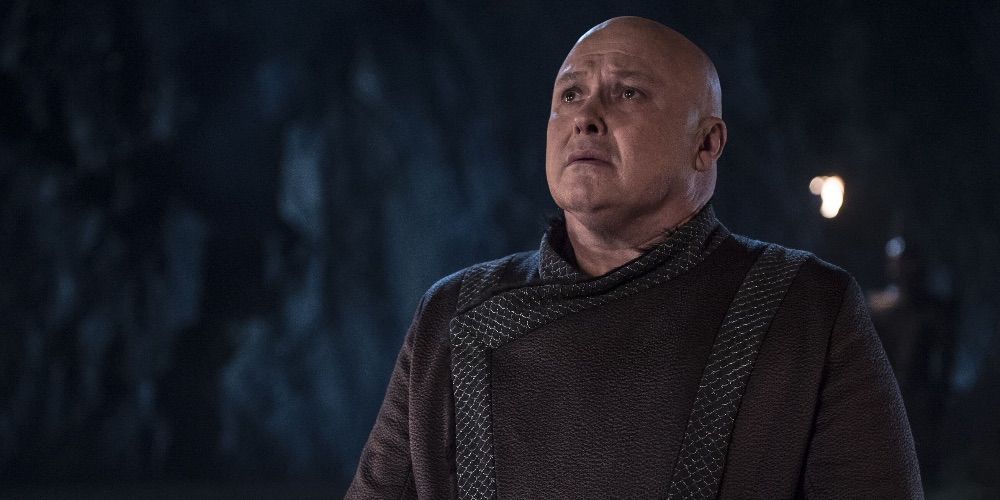 Varys (Conelith Hill) awaits his execution in death scene
