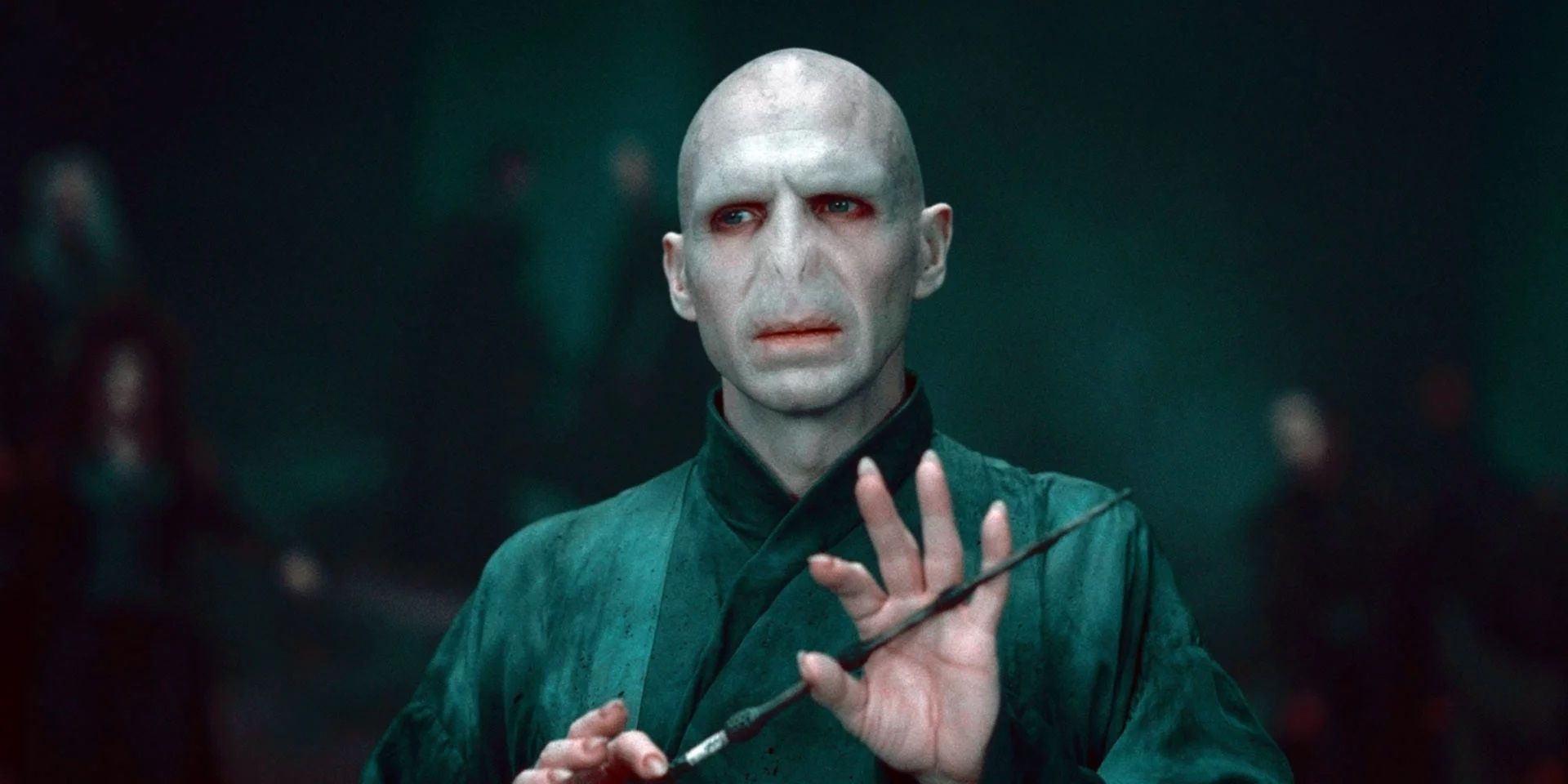 Voldemort playing with the Elder Wand in Harry Potter and the Deathly Hallows Part 2