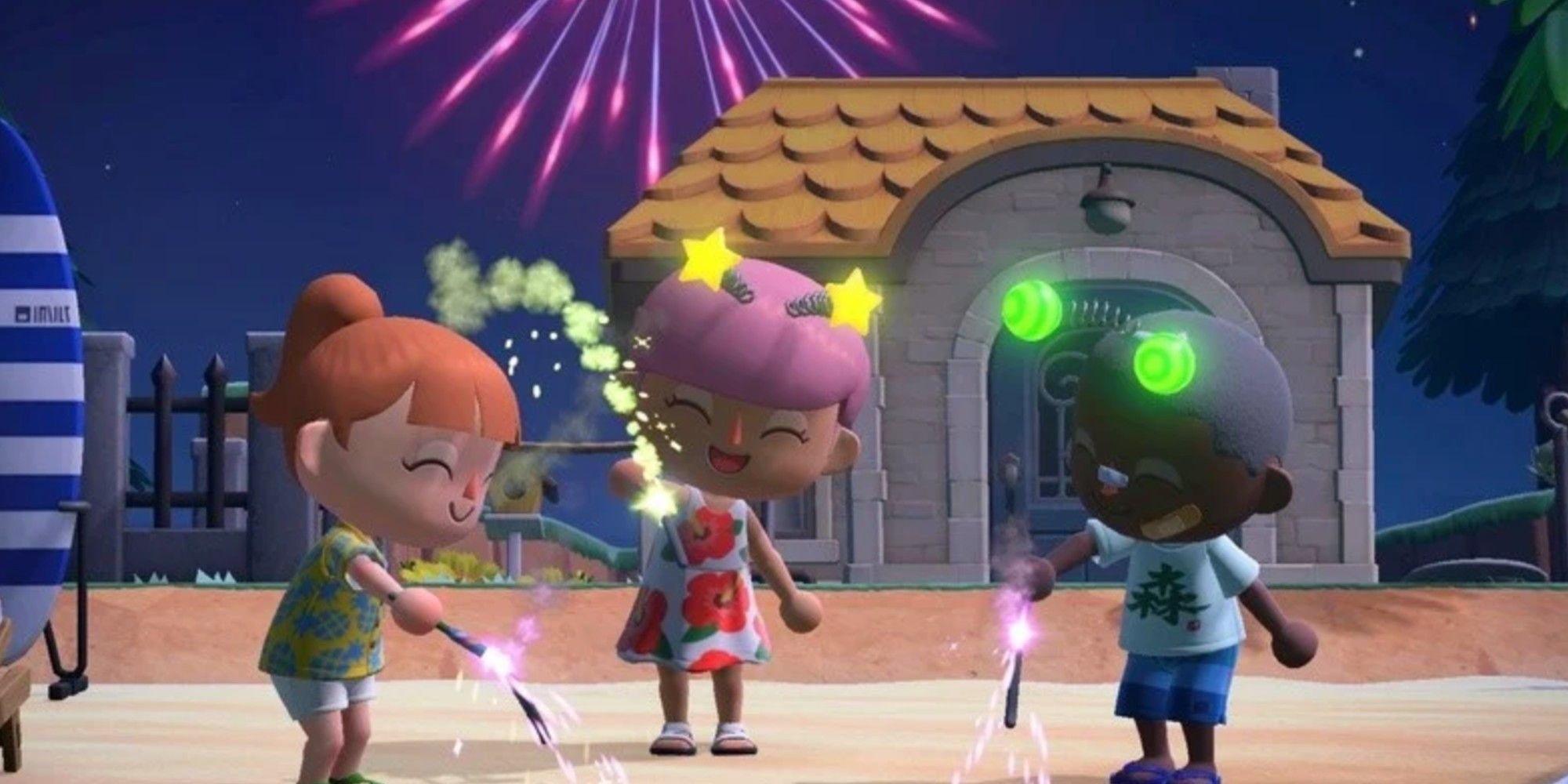 firework show from animal crossing summer update