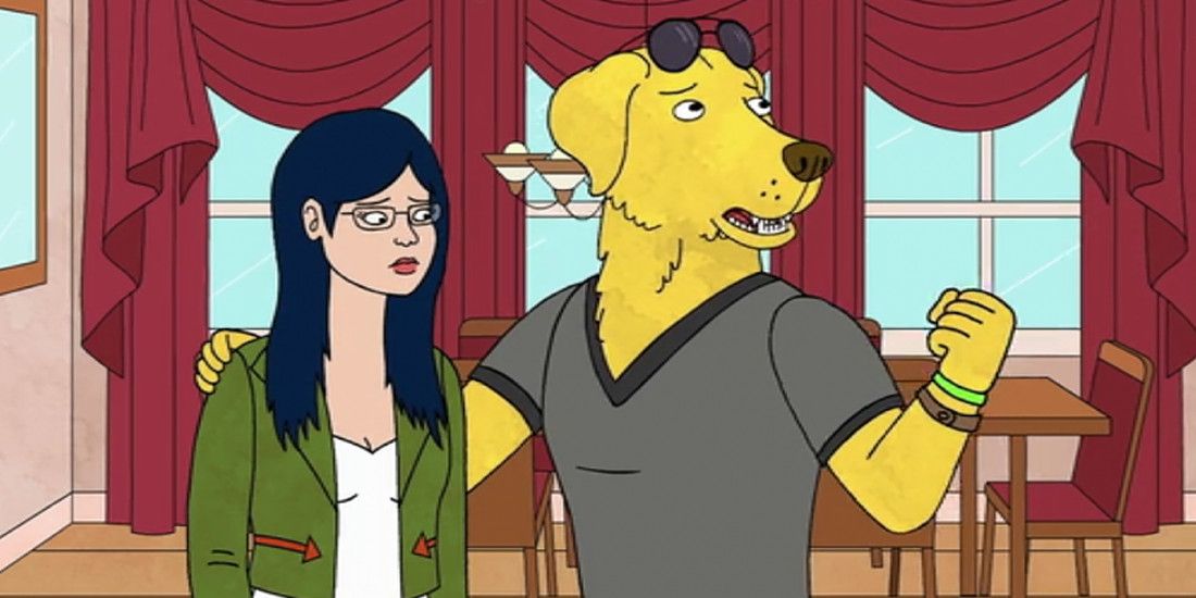 Mr Peanutbutter delivering his iconic 'universe...'dialogue to Diane.