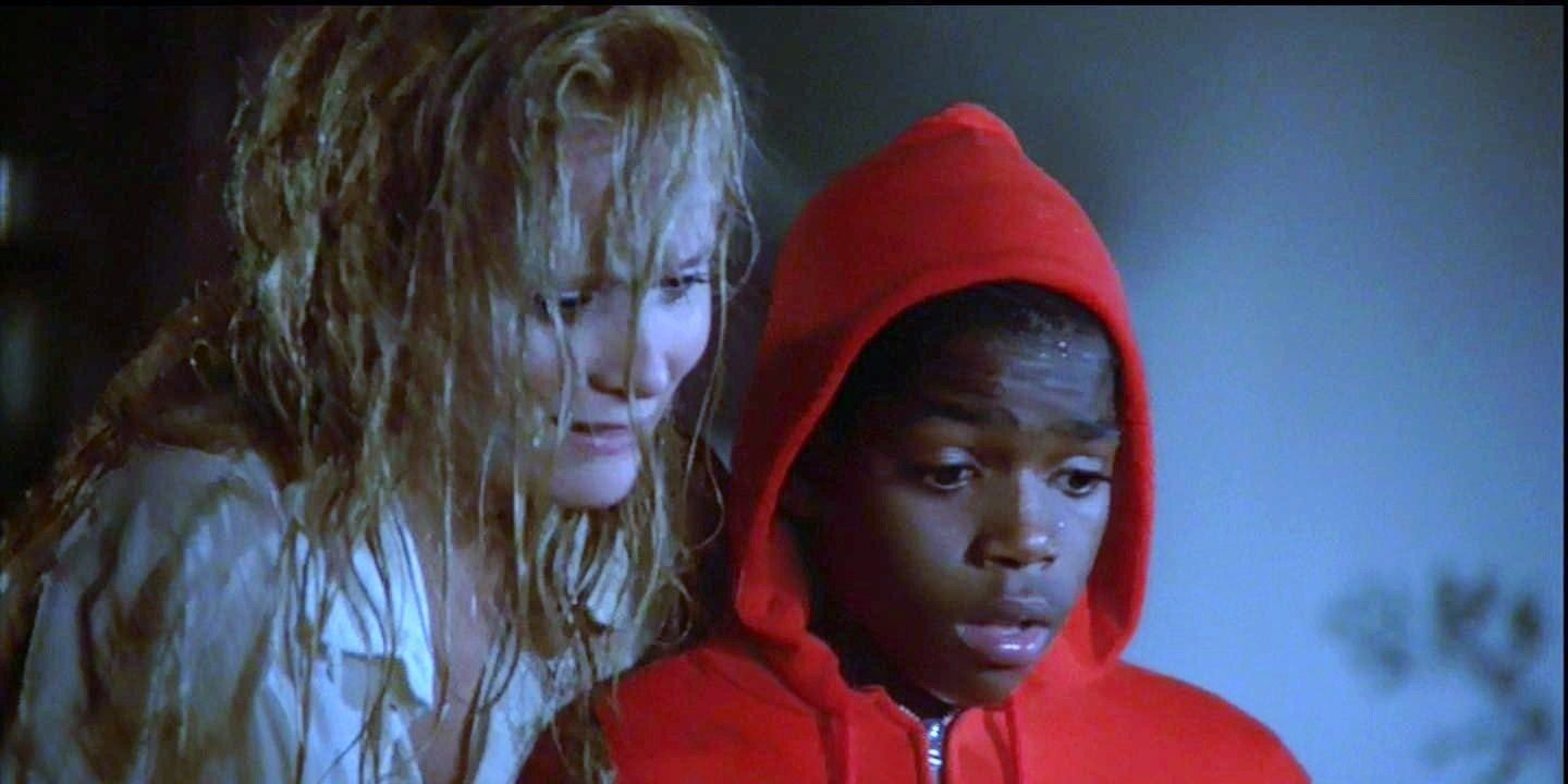 Shavar Ross as Reggie the Reckless and Melanie Kinnaman as Pam Roberts in Friday the 13th part v a new beginning