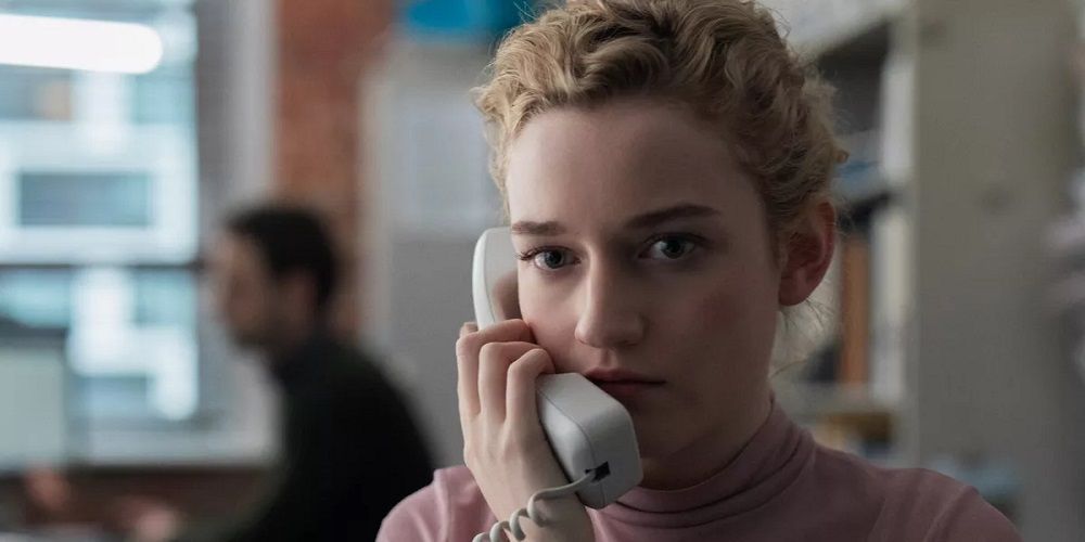 Julia Garner on the phone in The Assistant