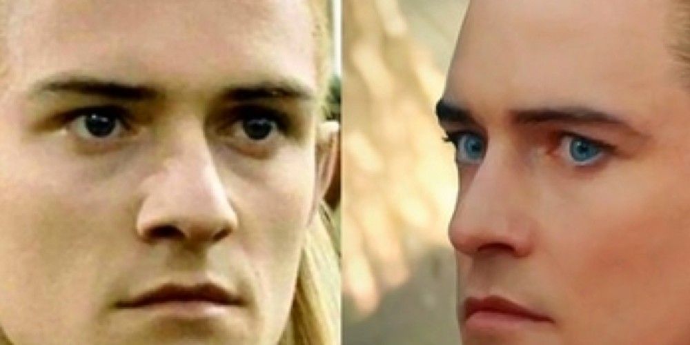 Split image of Legolas and what he should look like in the books