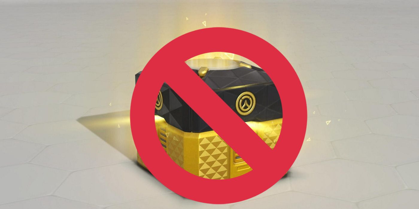 A loot box from Overwatch with a no entry sign.